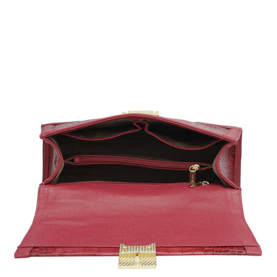 Medium Croco Franzy Leather Satchel - Plumberry