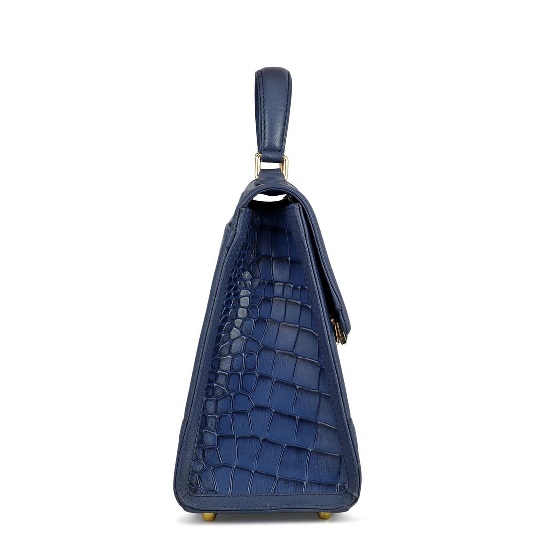Medium Croco Franzy Leather Satchel - Stardust