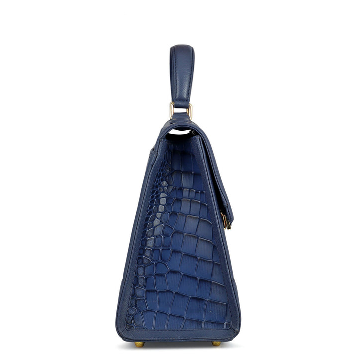 Medium Croco Franzy Leather Satchel - Stardust