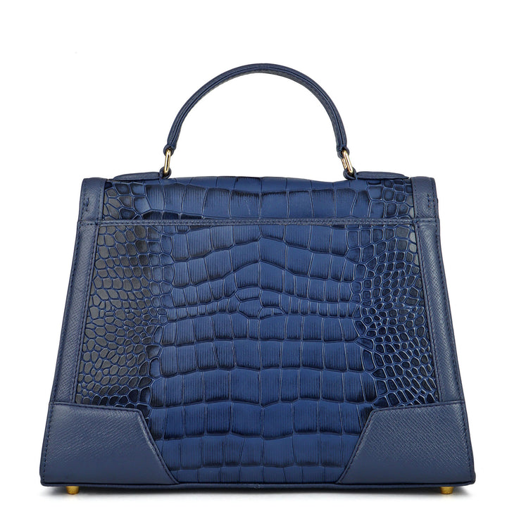 Medium Croco Franzy Leather Satchel - Stardust