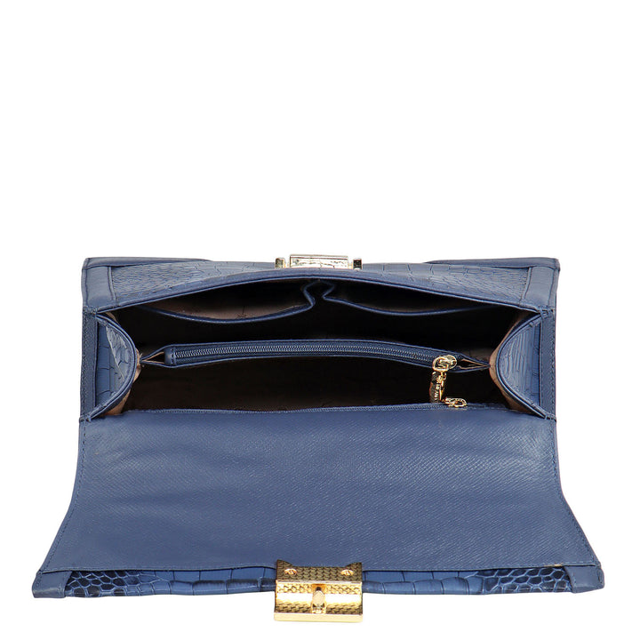 Medium Croco Franzy Leather Satchel - Stardust