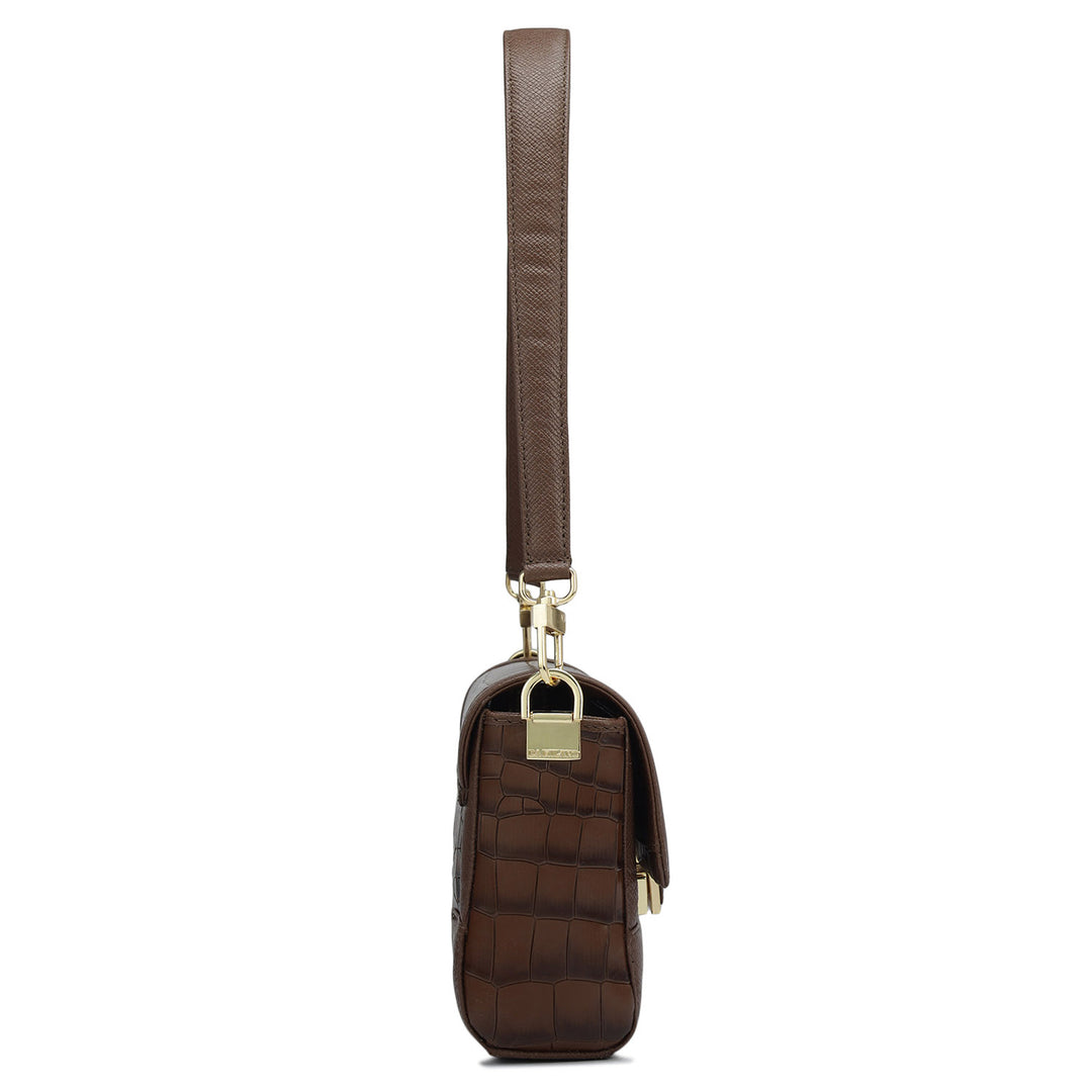 Small Croco Franzy Leather Baguette  - Date