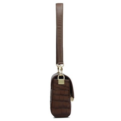 Small Croco Franzy Leather Baguette  - Date
