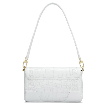 Small Croco Franzy Leather Baguette  - Snow