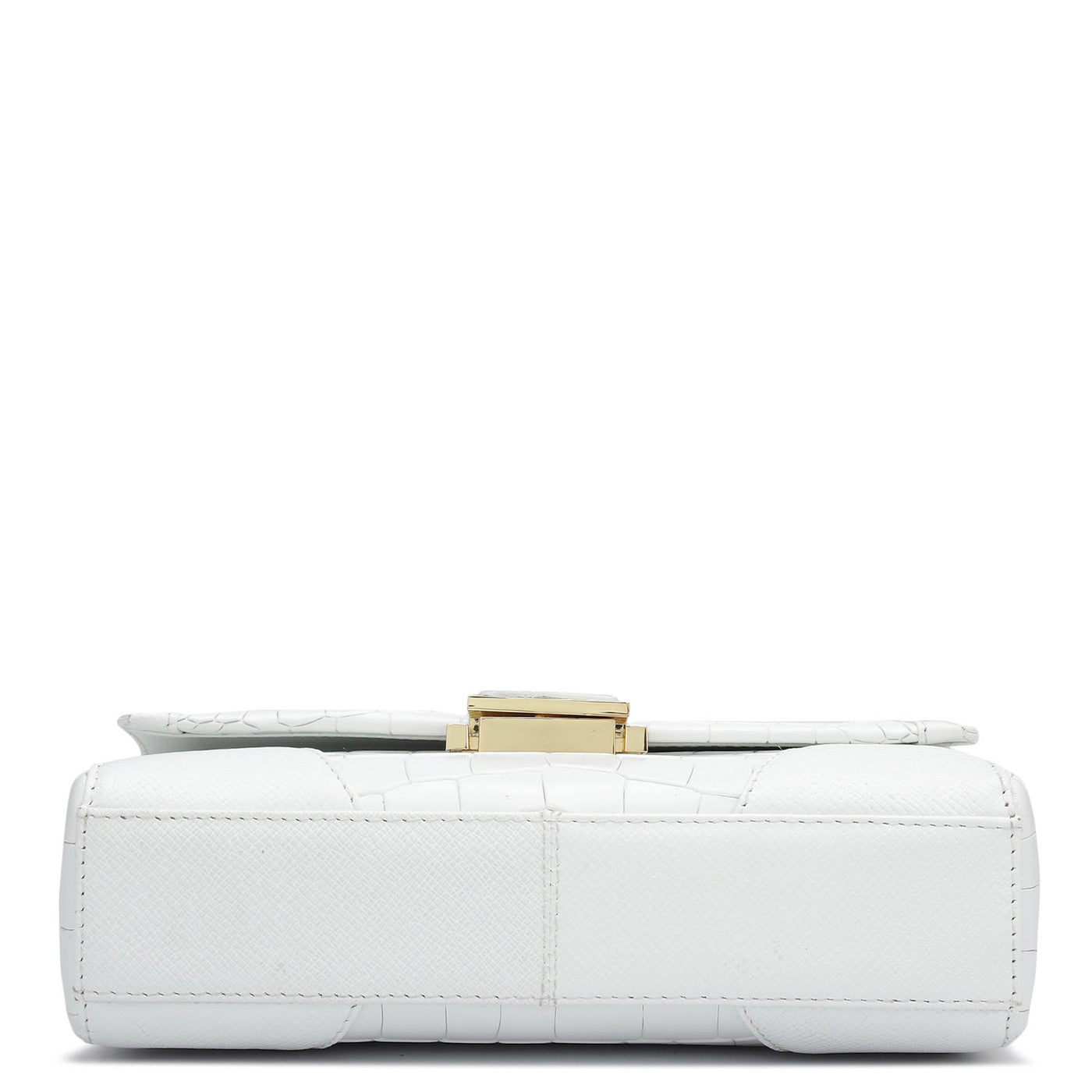 Small Croco Franzy Leather Baguette  - Snow