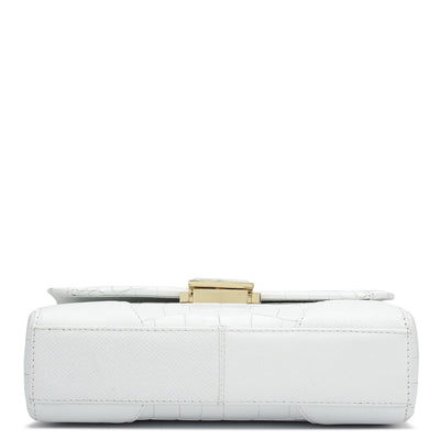 Small Croco Franzy Leather Baguette  - Snow