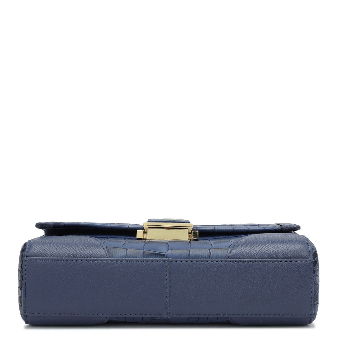 Small Croco Franzy Leather Baguette  - Stardust