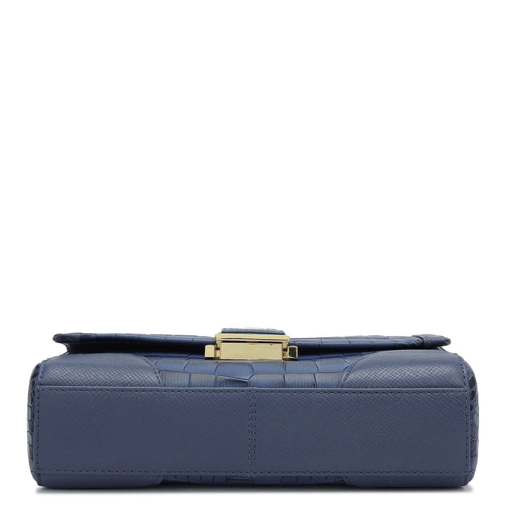 Small Croco Franzy Leather Baguette  - Stardust
