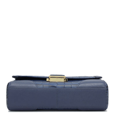 Small Croco Franzy Leather Baguette  - Stardust