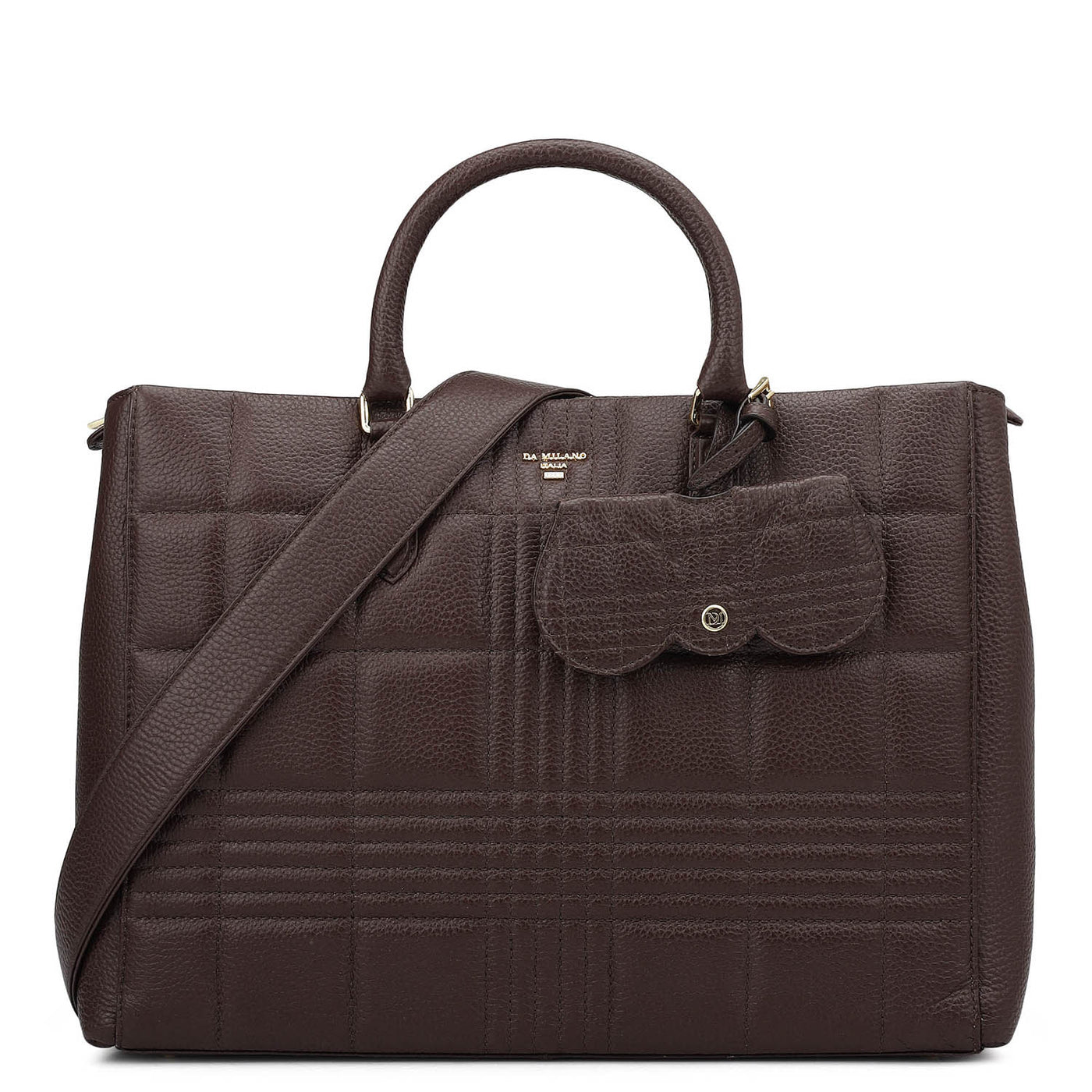 Large Wax Stripe Leather Book Tote - Berry