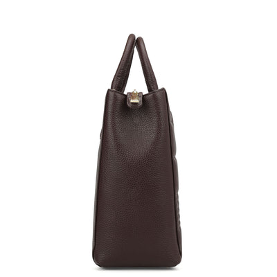 Large Wax Stripe Leather Book Tote - Berry