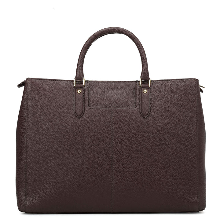 Large Wax Stripe Leather Book Tote - Berry