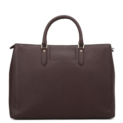 Large Wax Stripe Leather Book Tote - Berry