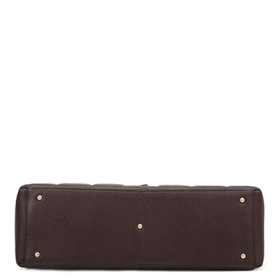 Large Wax Stripe Leather Book Tote - Berry