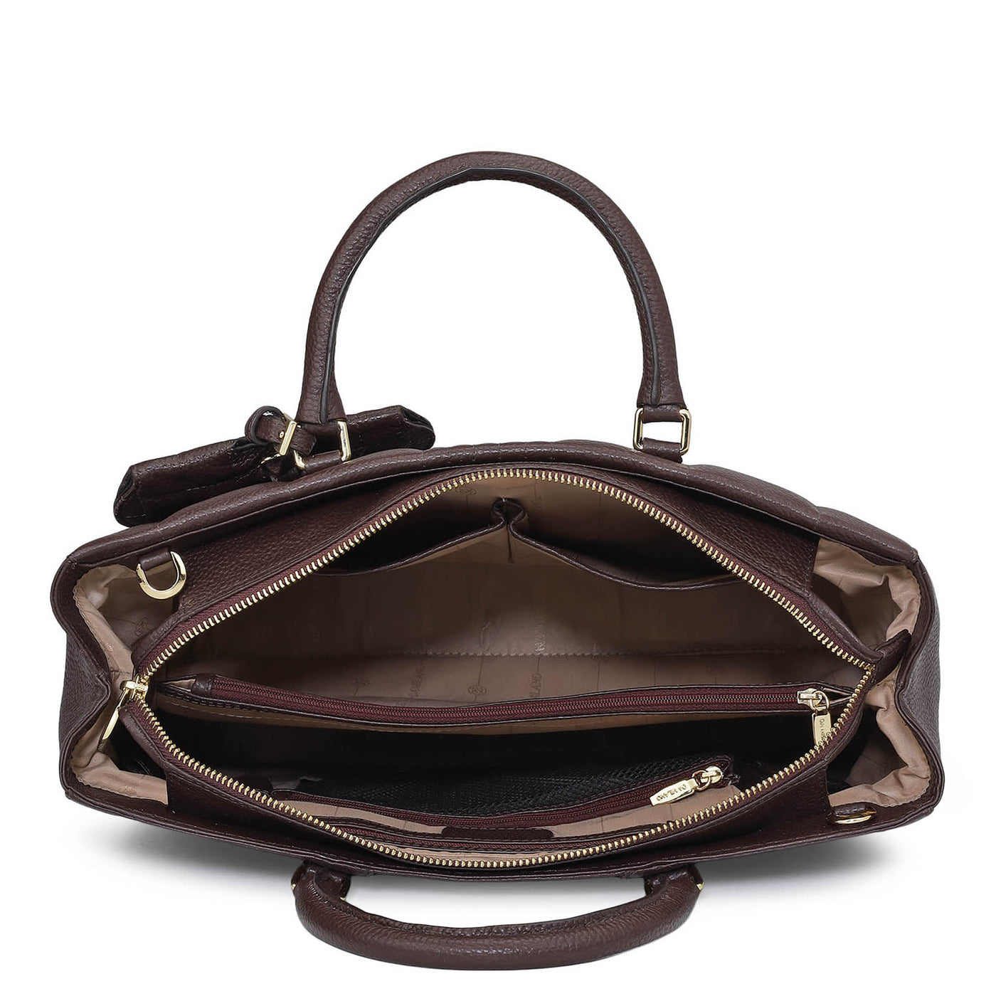 Large Wax Stripe Leather Book Tote - Berry