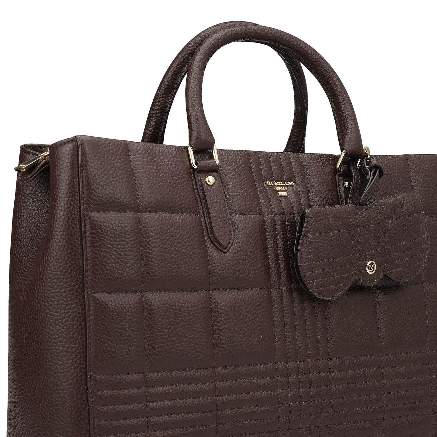 Large Wax Stripe Leather Book Tote - Berry