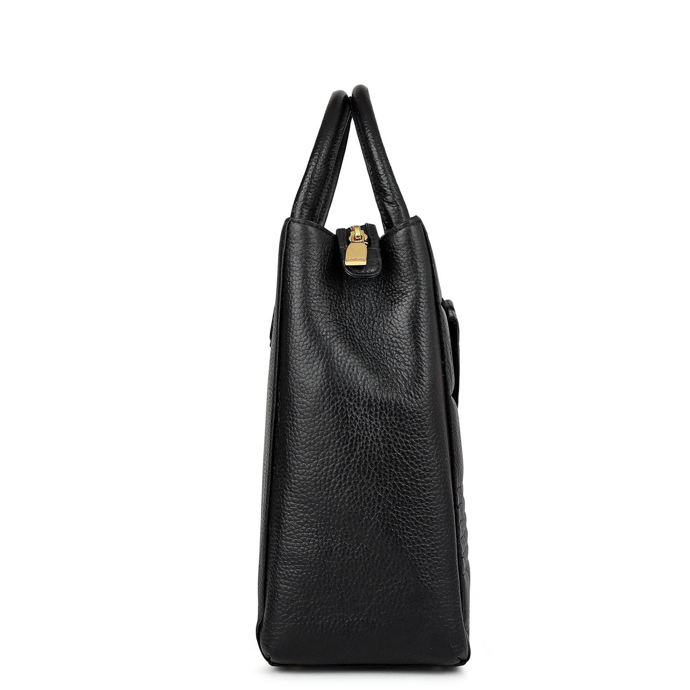 Large Wax Stripe Leather Book Tote - Black