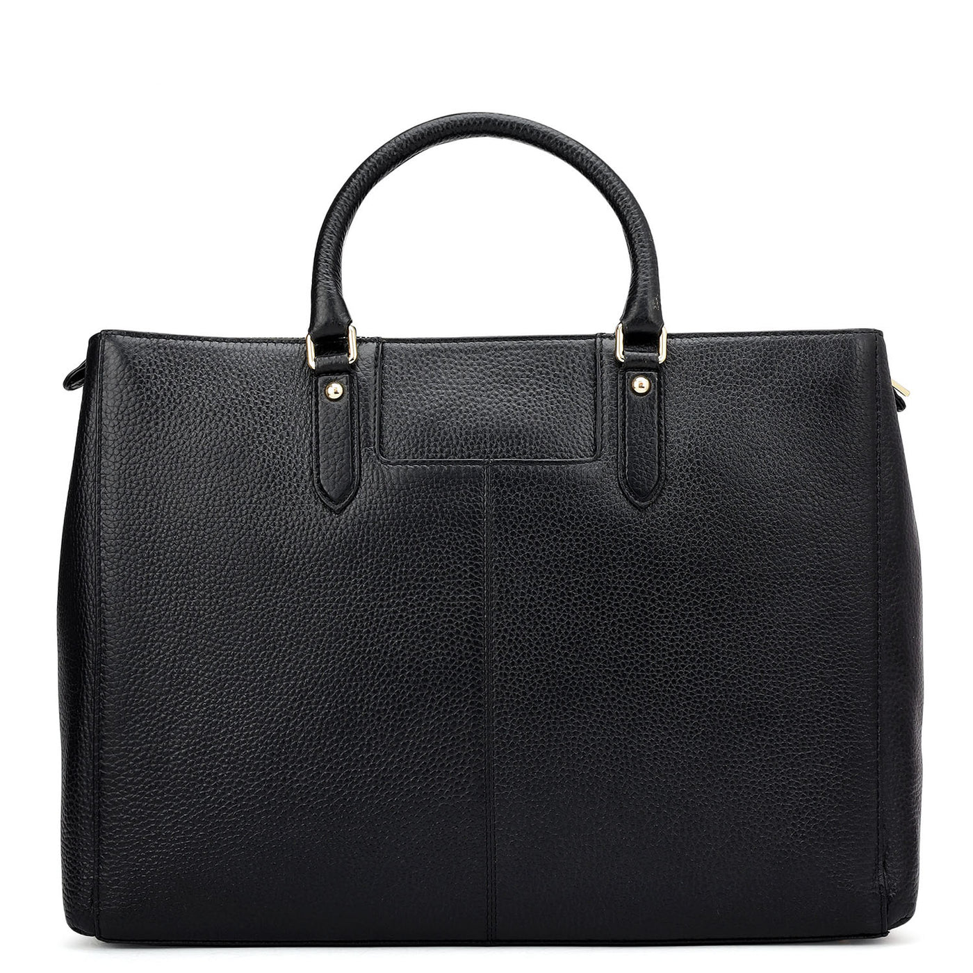 Large Wax Stripe Leather Book Tote - Black