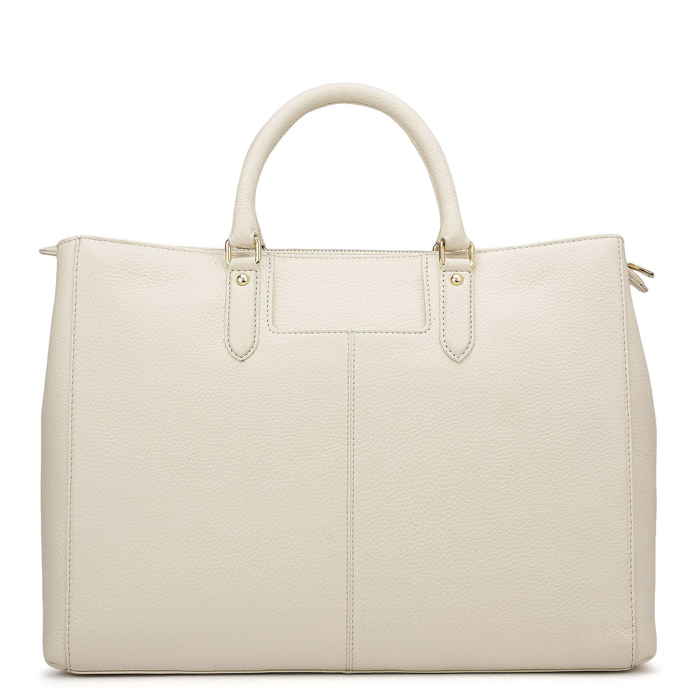 Large Wax Stripe Leather Book Tote - Off White