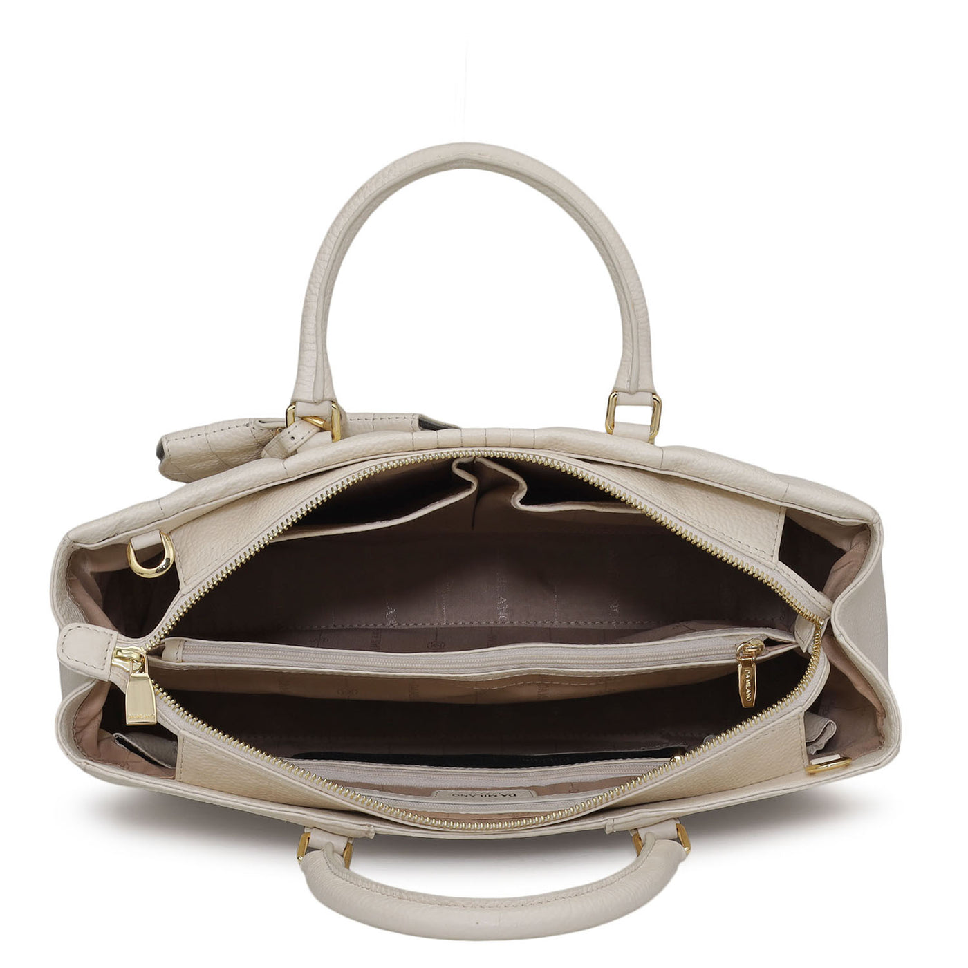 Large Wax Stripe Leather Book Tote - Off White