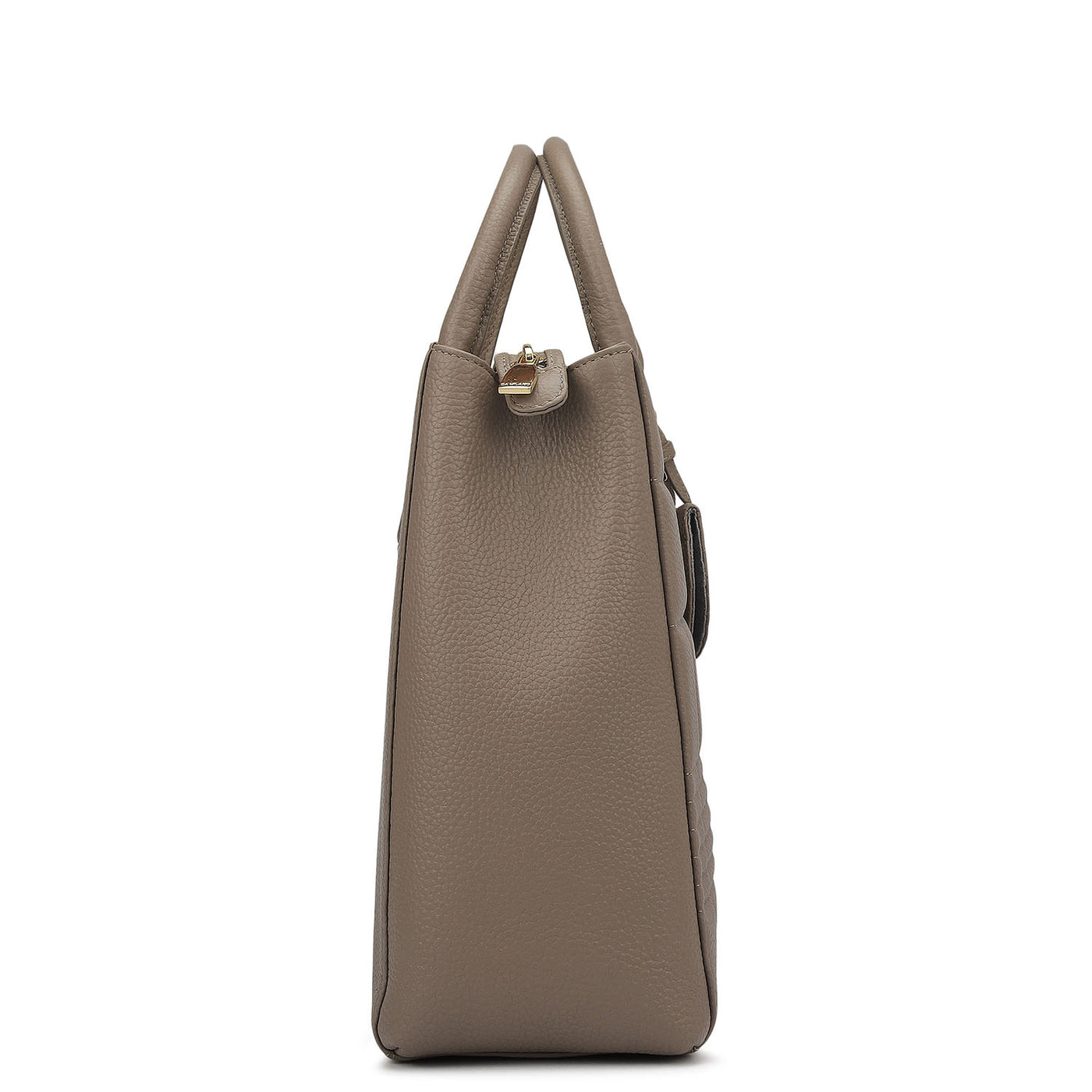 Large Wax Stripe Leather Book Tote - Taupe