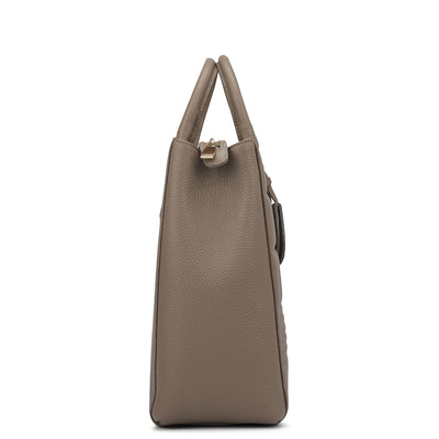 Large Wax Stripe Leather Book Tote - Taupe