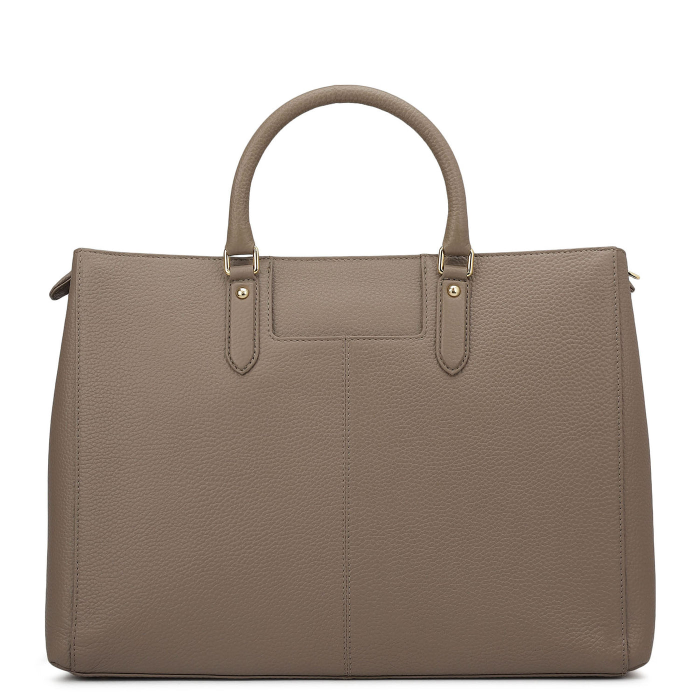 Large Wax Stripe Leather Book Tote - Taupe