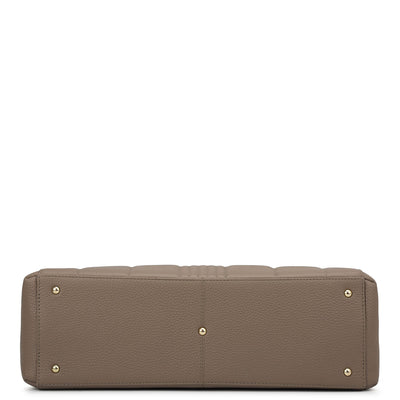 Large Wax Stripe Leather Book Tote - Taupe