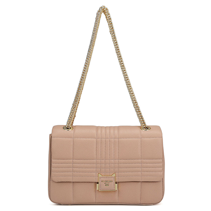 Medium Wax Stripe Leather Shoulder Bag - Feather