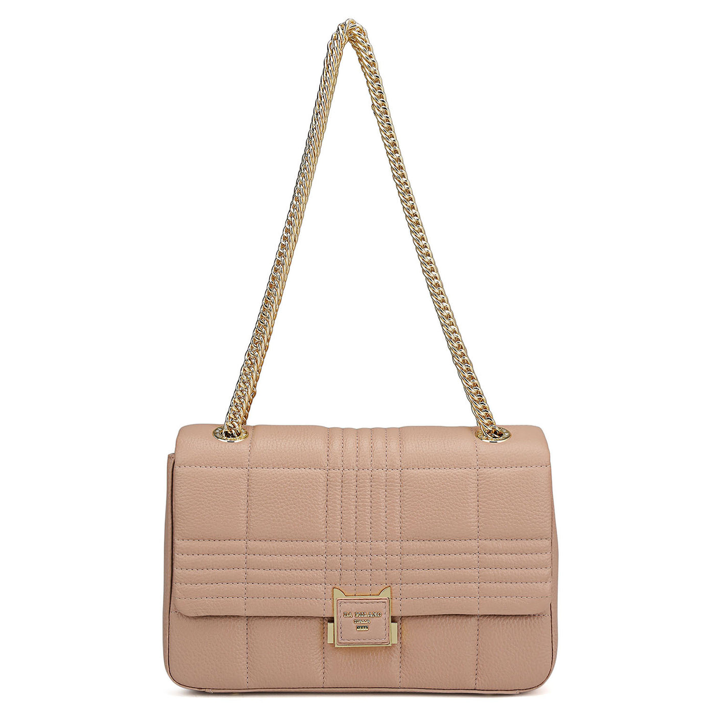 Medium Wax Stripe Leather Shoulder Bag - Feather