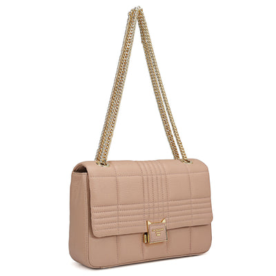 Medium Wax Stripe Leather Shoulder Bag - Feather