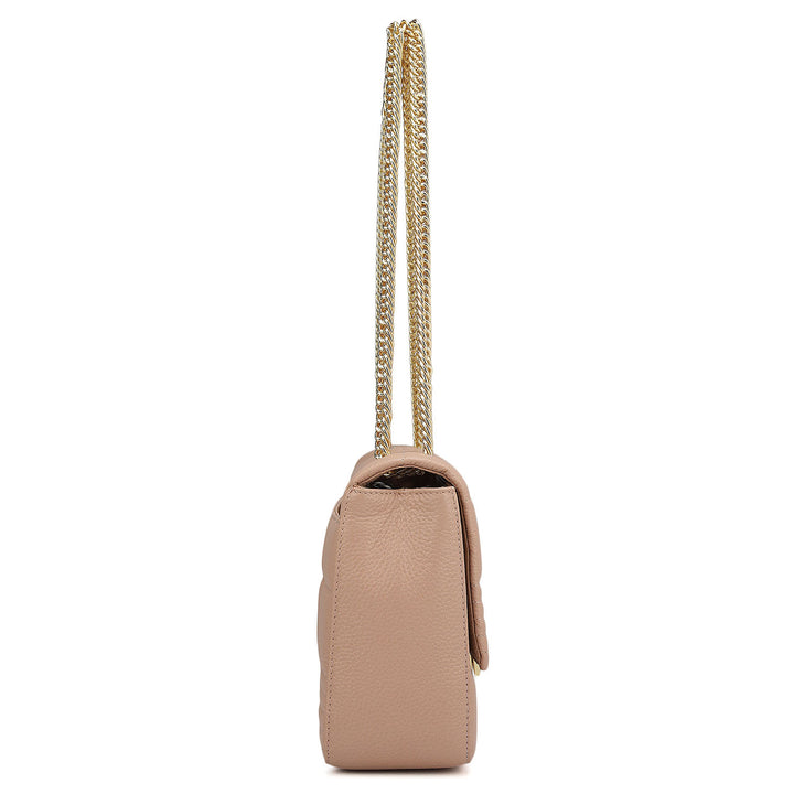 Medium Wax Stripe Leather Shoulder Bag - Feather