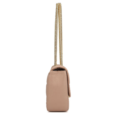 Medium Wax Stripe Leather Shoulder Bag - Feather
