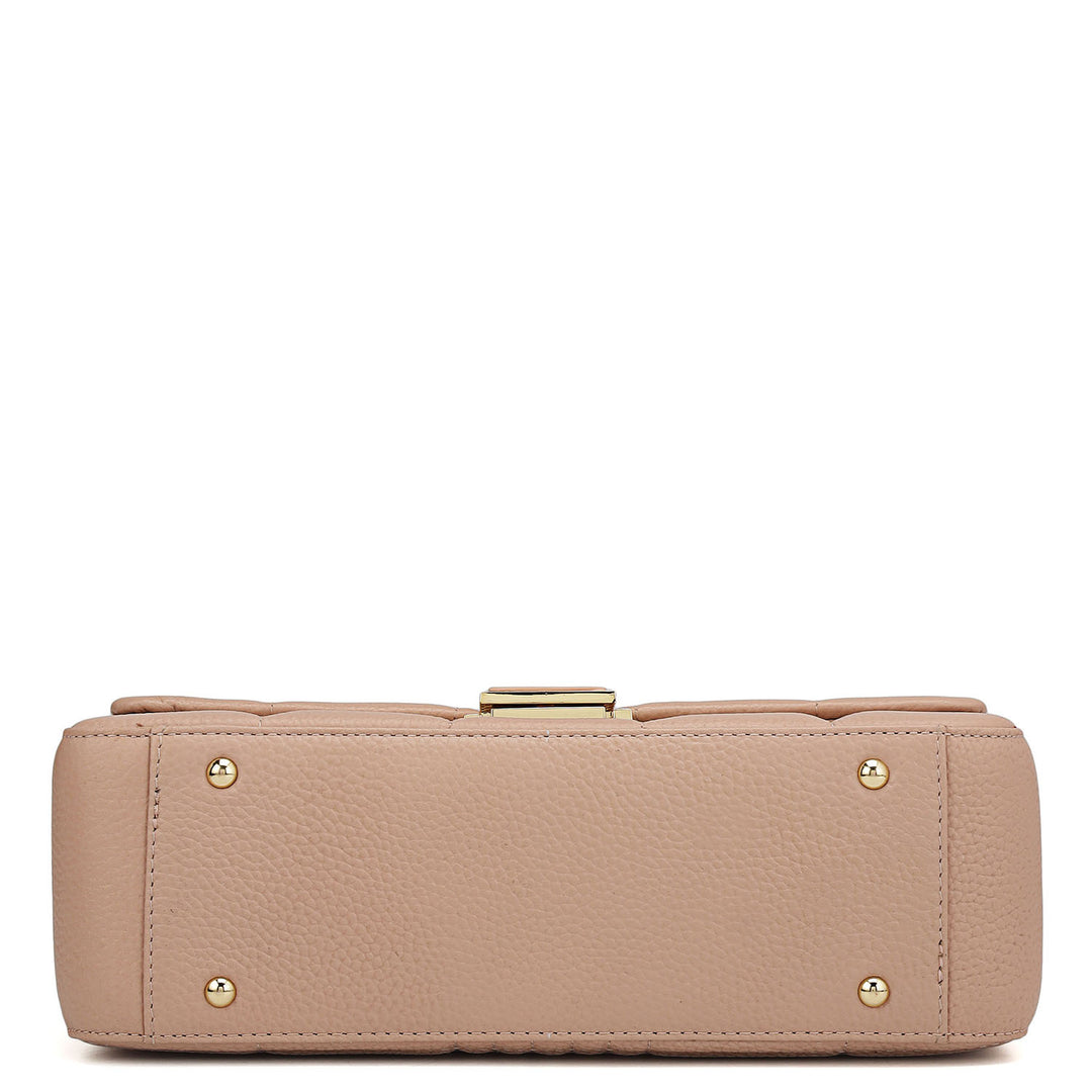 Medium Wax Stripe Leather Shoulder Bag - Feather