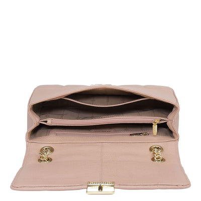 Medium Wax Stripe Leather Shoulder Bag - Feather