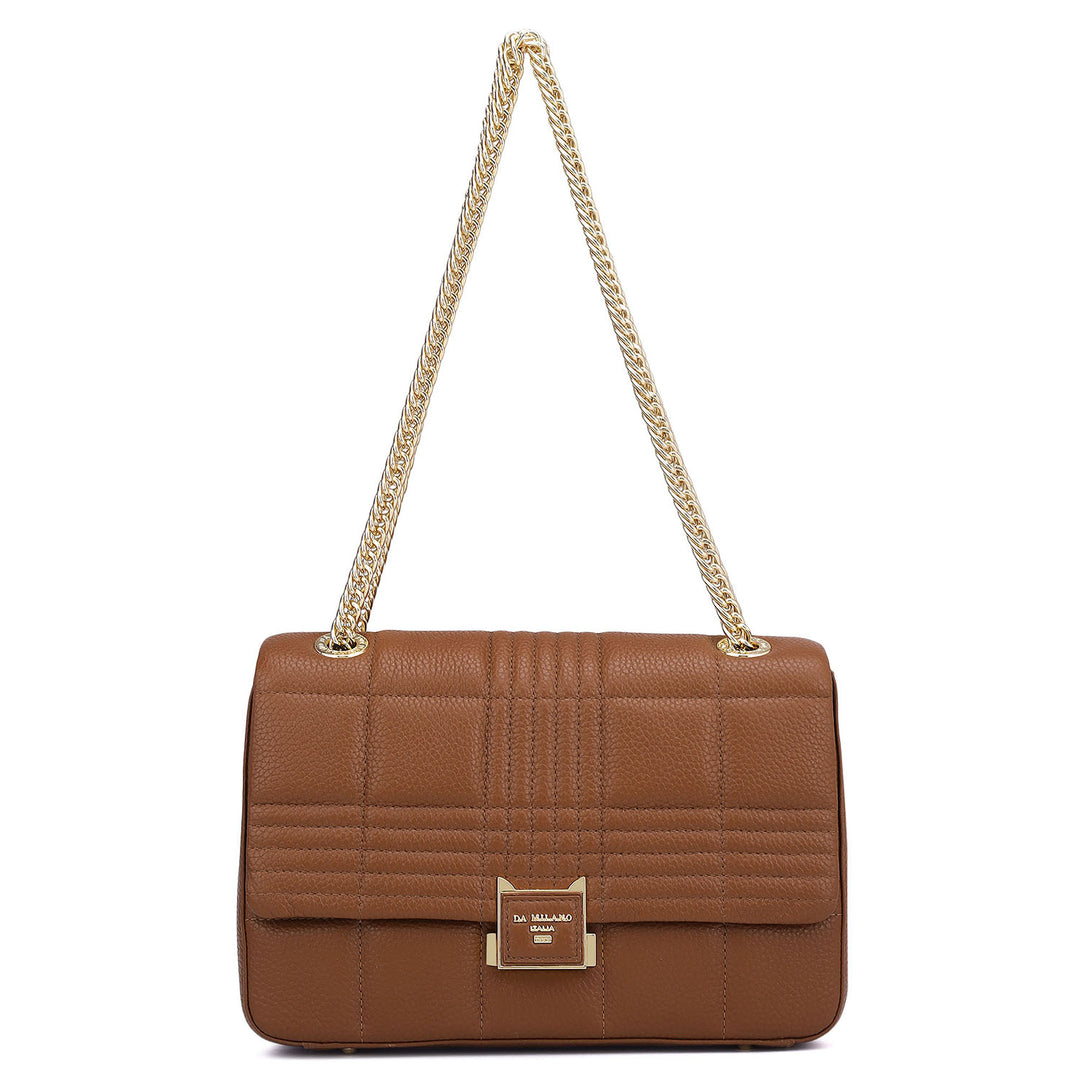 Medium Wax Stripe Leather Shoulder Bag - Woddy