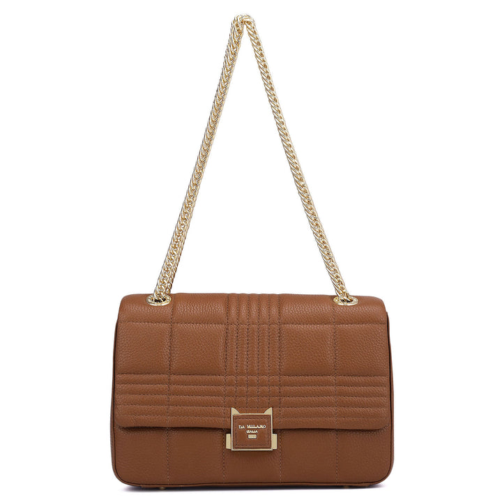 Medium Wax Stripe Leather Shoulder Bag - Woddy