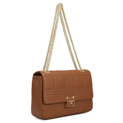 Medium Wax Stripe Leather Shoulder Bag - Woddy