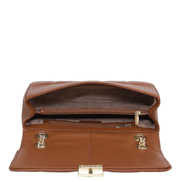 Medium Wax Stripe Leather Shoulder Bag - Woddy