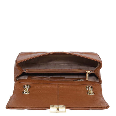 Medium Wax Stripe Leather Shoulder Bag - Woddy