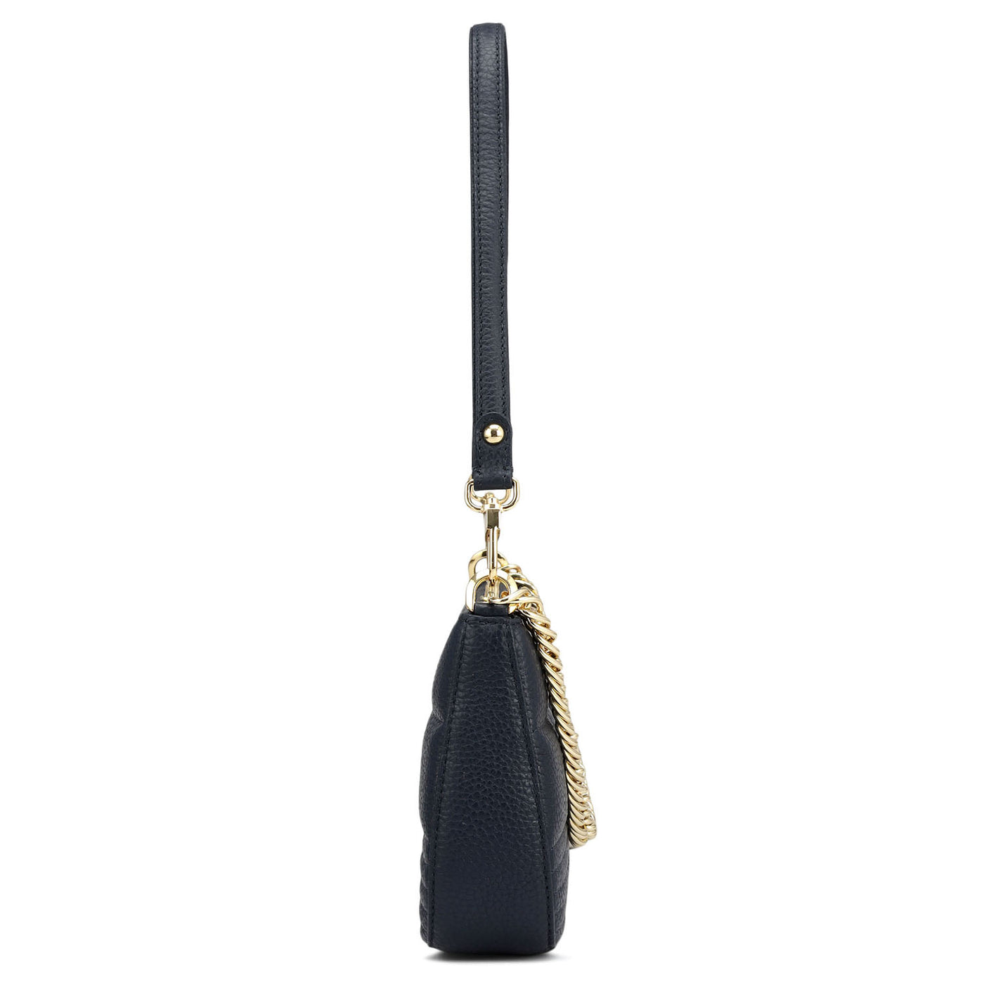 Small Wax Stripe Leather Baguette - Navy