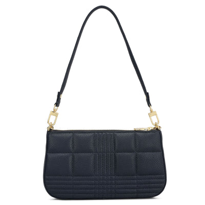 Small Wax Stripe Leather Baguette - Navy