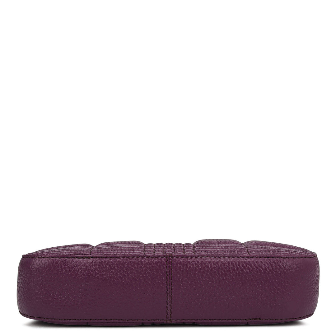 Small Wax Stripe Leather Baguette - Purple
