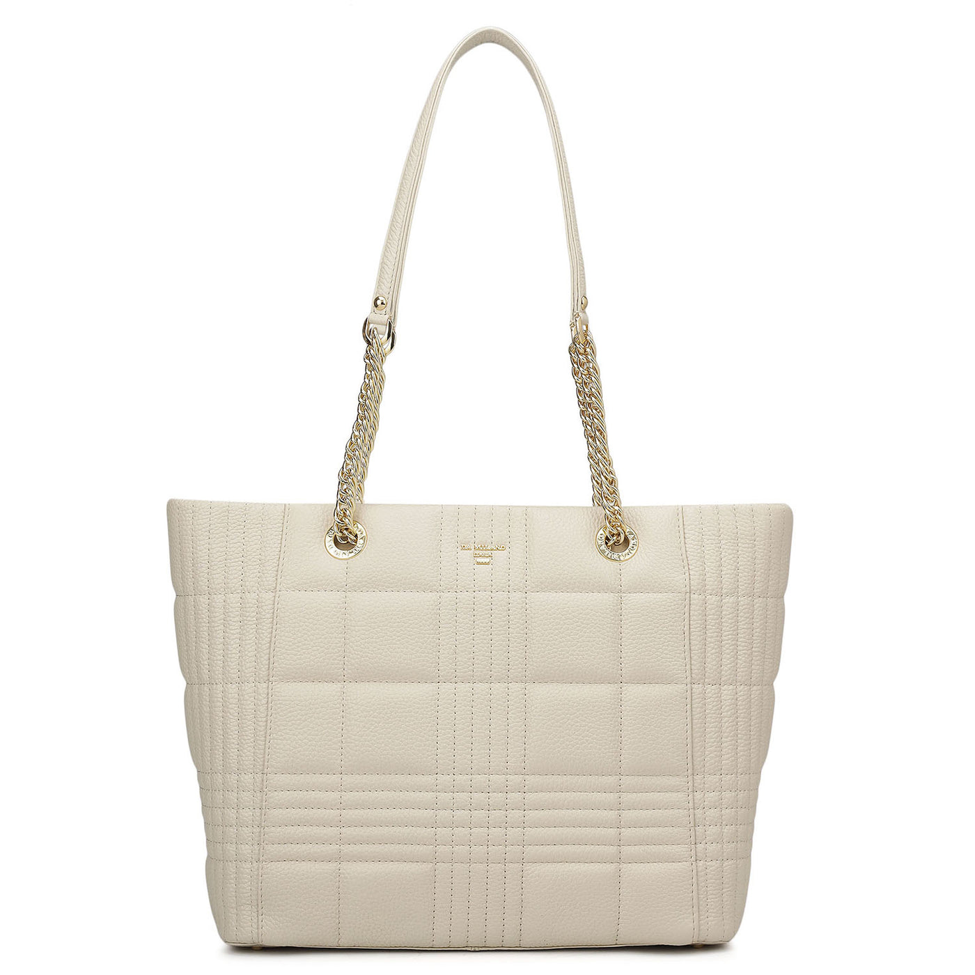 Medium Wax Stripe Leather Tote - Butter