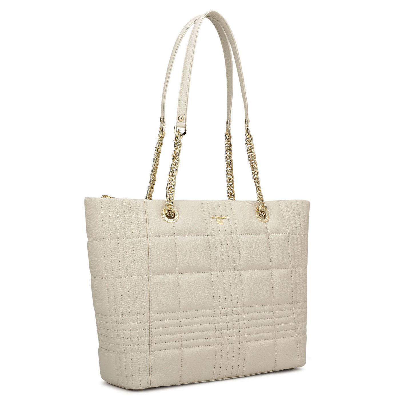 Medium Wax Stripe Leather Tote - Butter