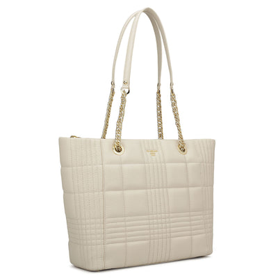 Medium Wax Stripe Leather Tote - Butter