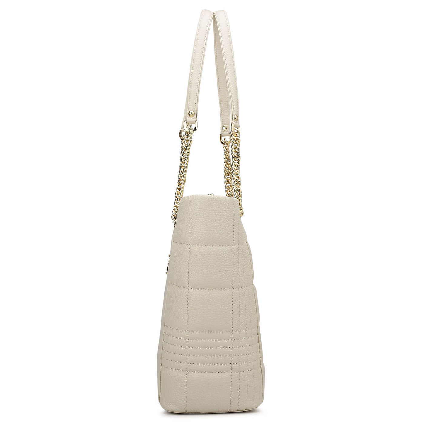 Medium Wax Stripe Leather Tote - Butter