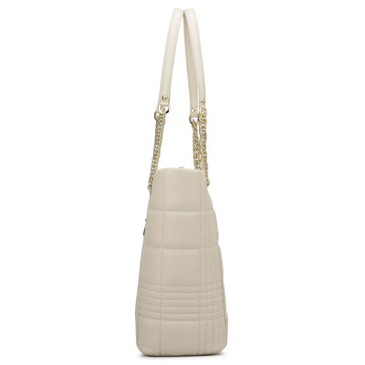 Medium Wax Stripe Leather Tote - Butter