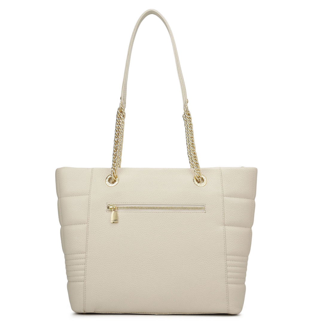 Medium Wax Stripe Leather Tote - Butter