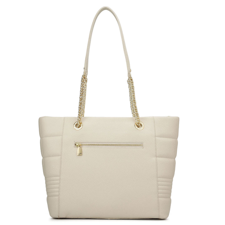 Medium Wax Stripe Leather Tote - Butter